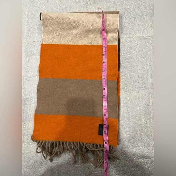 [10*68”]Express Orange and Brown Color Block Merino Wool Scarf - Picture 3 of 5
